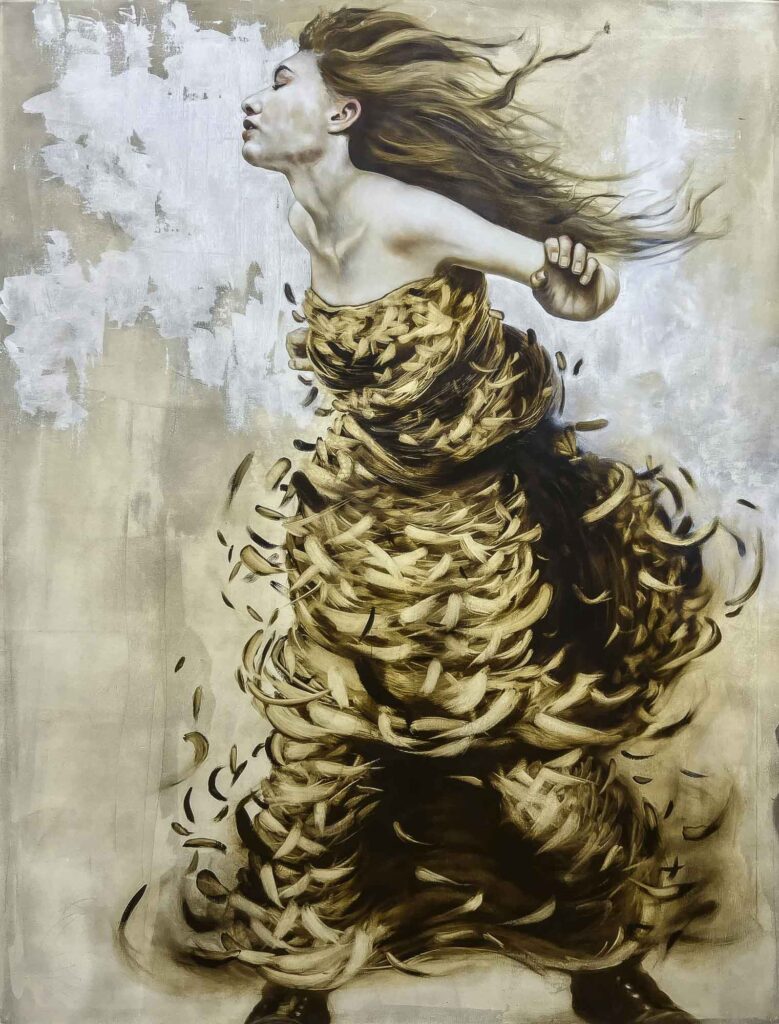 ROMY, BE IN THE FLOW 1, 130x100 cm (51”x39”), 2021, Öl auf Leinwand