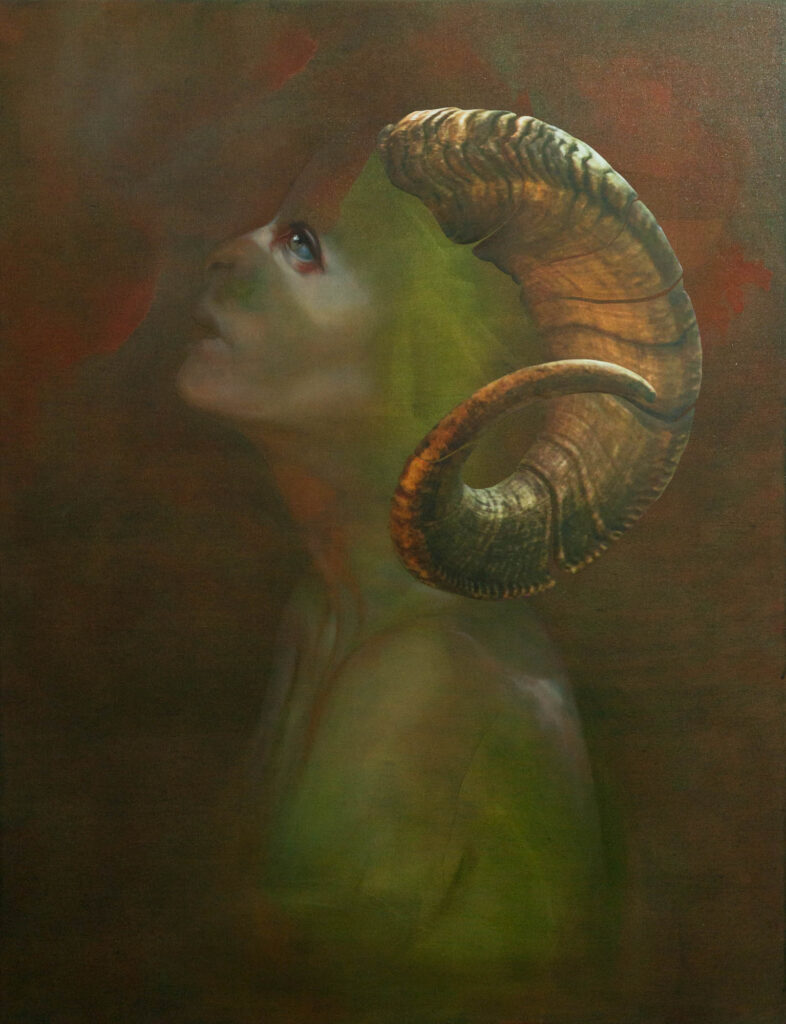 ROMY, MONDSUCHT, 130x100cm (51,18”x39,37”), 2018, Mixed Media auf Leinwand