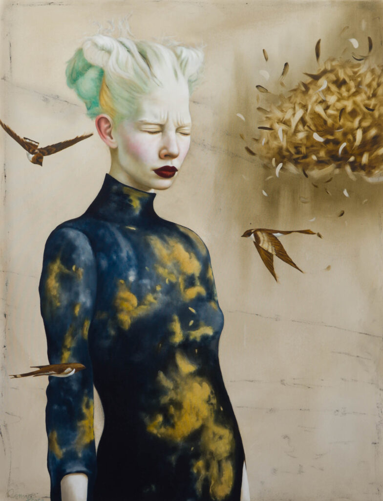 ROMY, STURMHORCHENDE, 130x100 cm (51” x 79”), 2025, Öl und Pigmente auf Leinwand-web