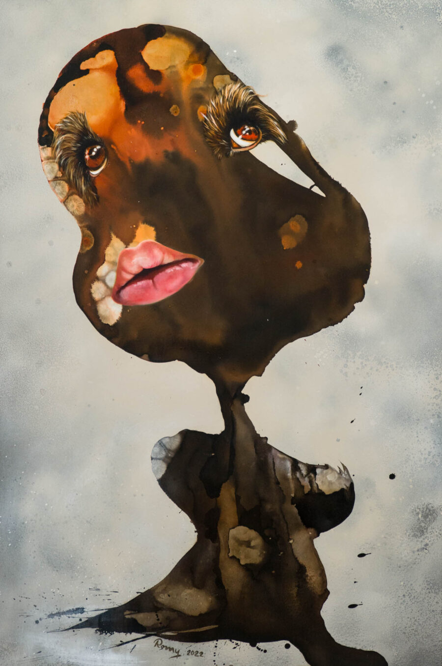 Flaschengeist (BIG ROM), 2020 · Tusche und Öl auf Leinwand · 120 × 80 cm