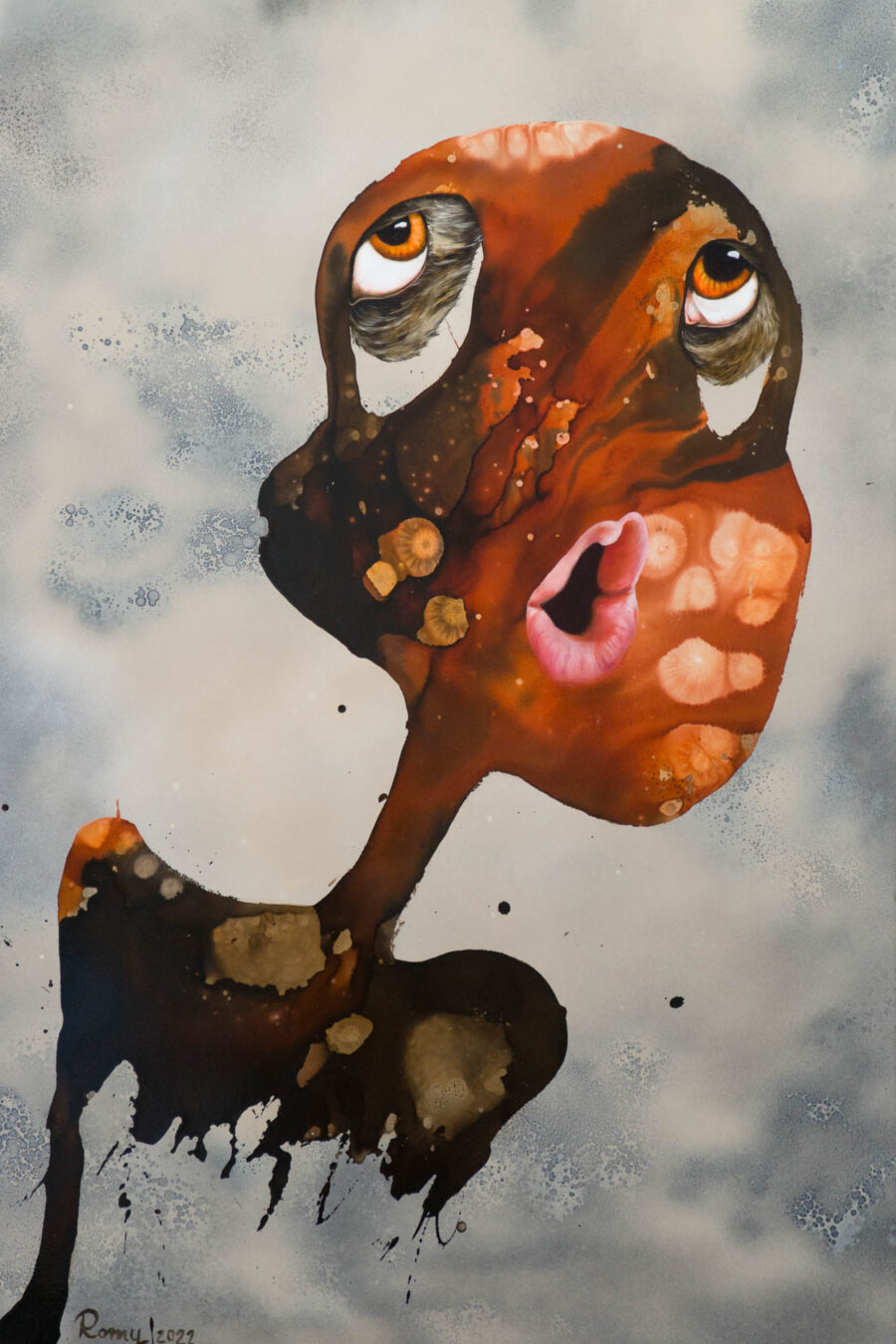 Singer (BIG ROM), 2020 · Tusche und Öl auf Leinwand · 120 × 80 cm