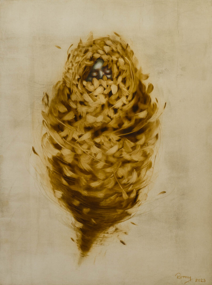 Traumnest, 2024 · Öl auf Holz · 80 × 60 cm