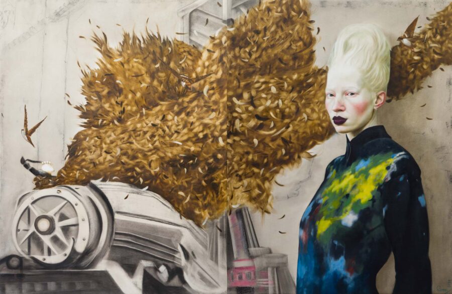 Übergangszone, 2025 · Öl und Pigmente auf Leinwand · 130 × 200 cm
